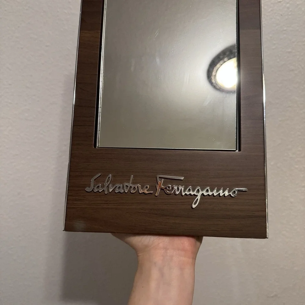 Salvatore Ferragamo Store Display Mirror For Sunglasses Dark Wood Spinning‎